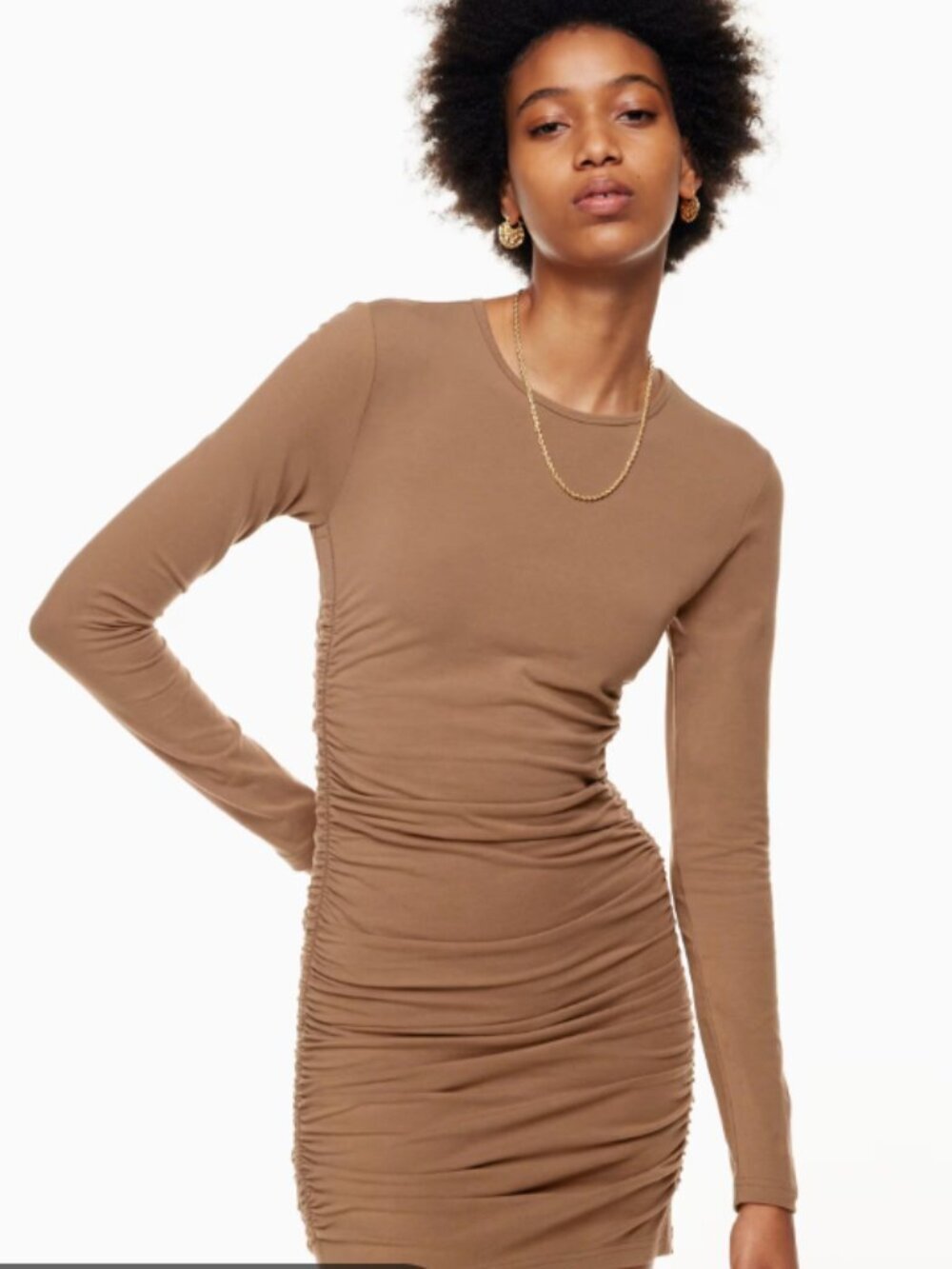 Aritzia TNA Chill Malibu Long Sleeve Ruched Dress